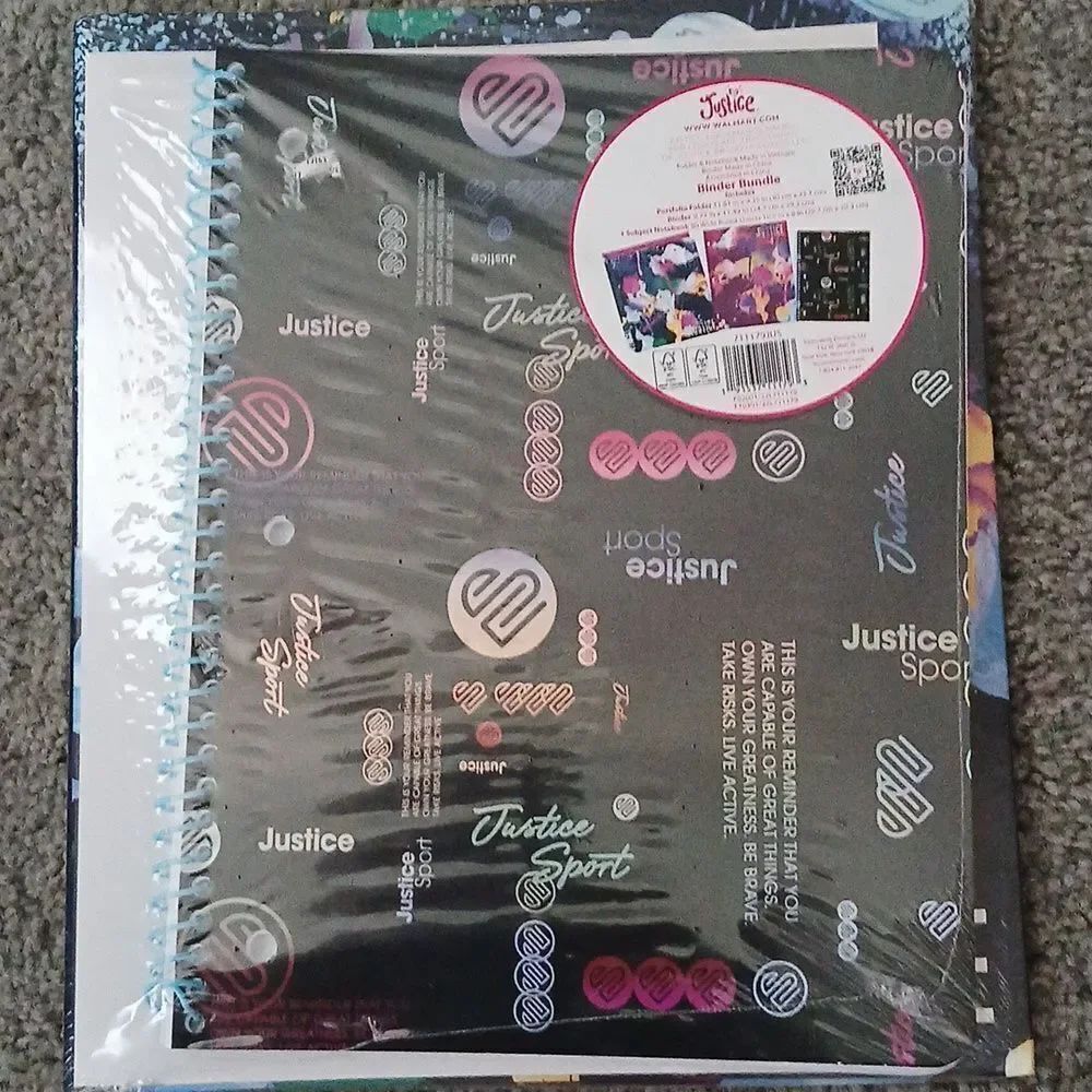 Justice School Binder Notebook Folder Gift Set New Sealed